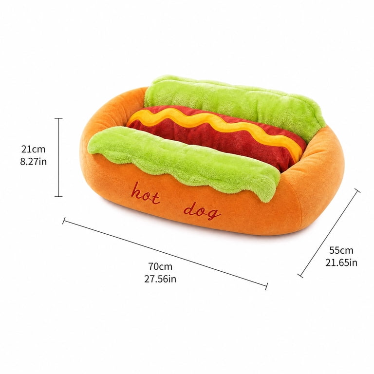 Hot Dog Dog Bed, Funny Novelty Food Style Pet Sofa Nest for