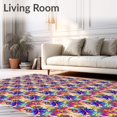 thumbnail image 2 of ODIKA 3'x5' Machine Washable Non-Slip Area Rug, Vibrant Kaleidoscope Interlocking Abstract Contemporary High Traffic Rug, Purple, 664821, 2 of 7