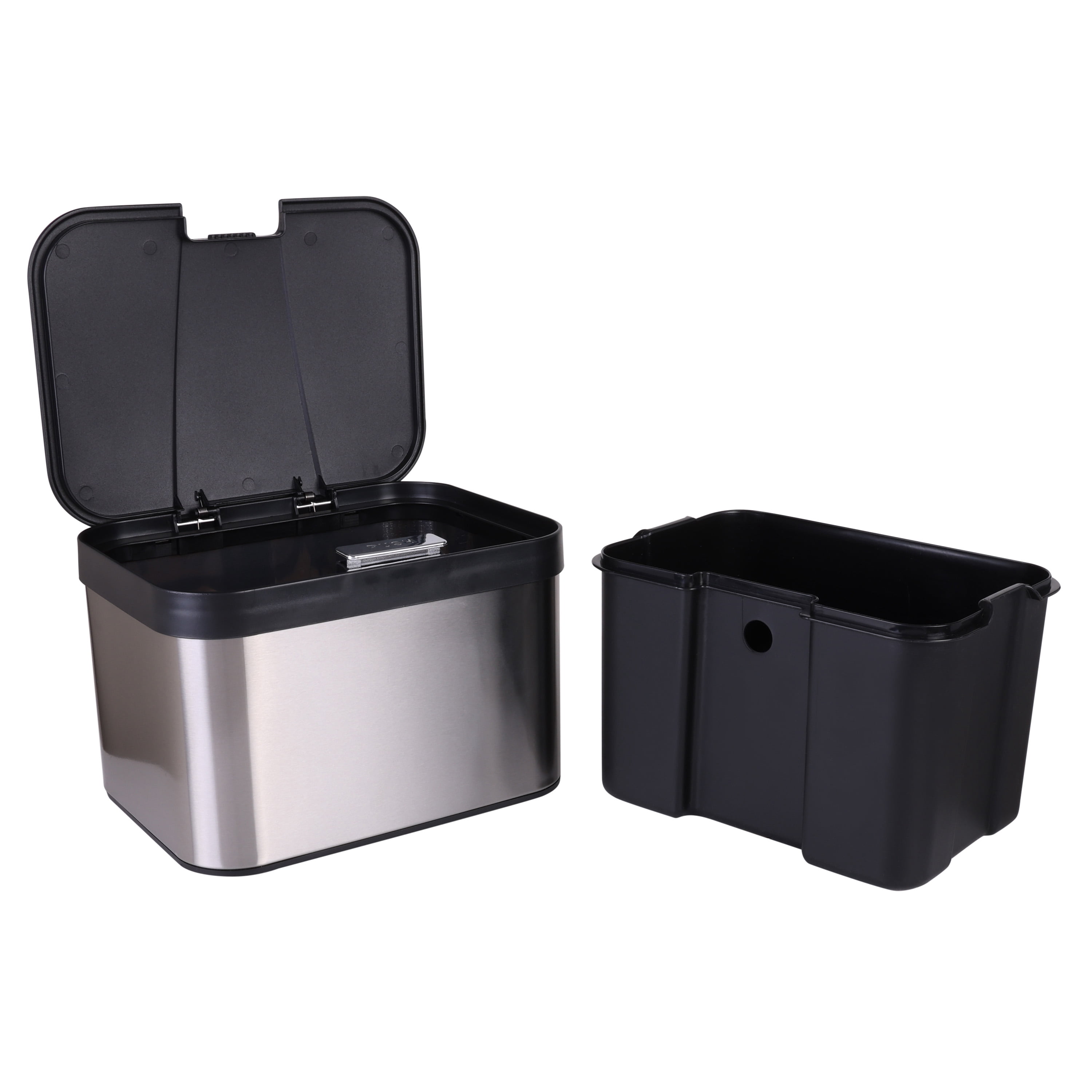 Organize It All Stainless Steel Compost Bin with Biodegradable Bags, Sink Organizer & Scrub Brush