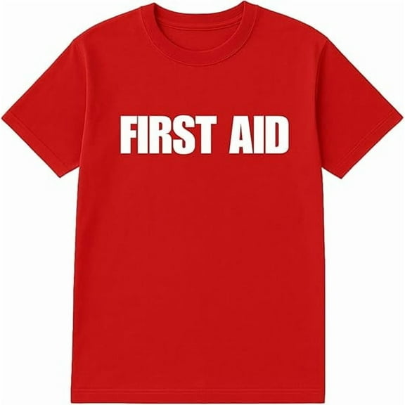 BILLIONHATS 12-Pack Red First Aid T-Shirt Size 2XL – Cotton Blend Printed in USA for Medical Teams