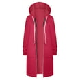 thumbnail image 7 of Tiijoy Women's Hooded Zip Up Long Jacket Solid Color Casual Coat Outerwear with Pockets, 7 of 7
