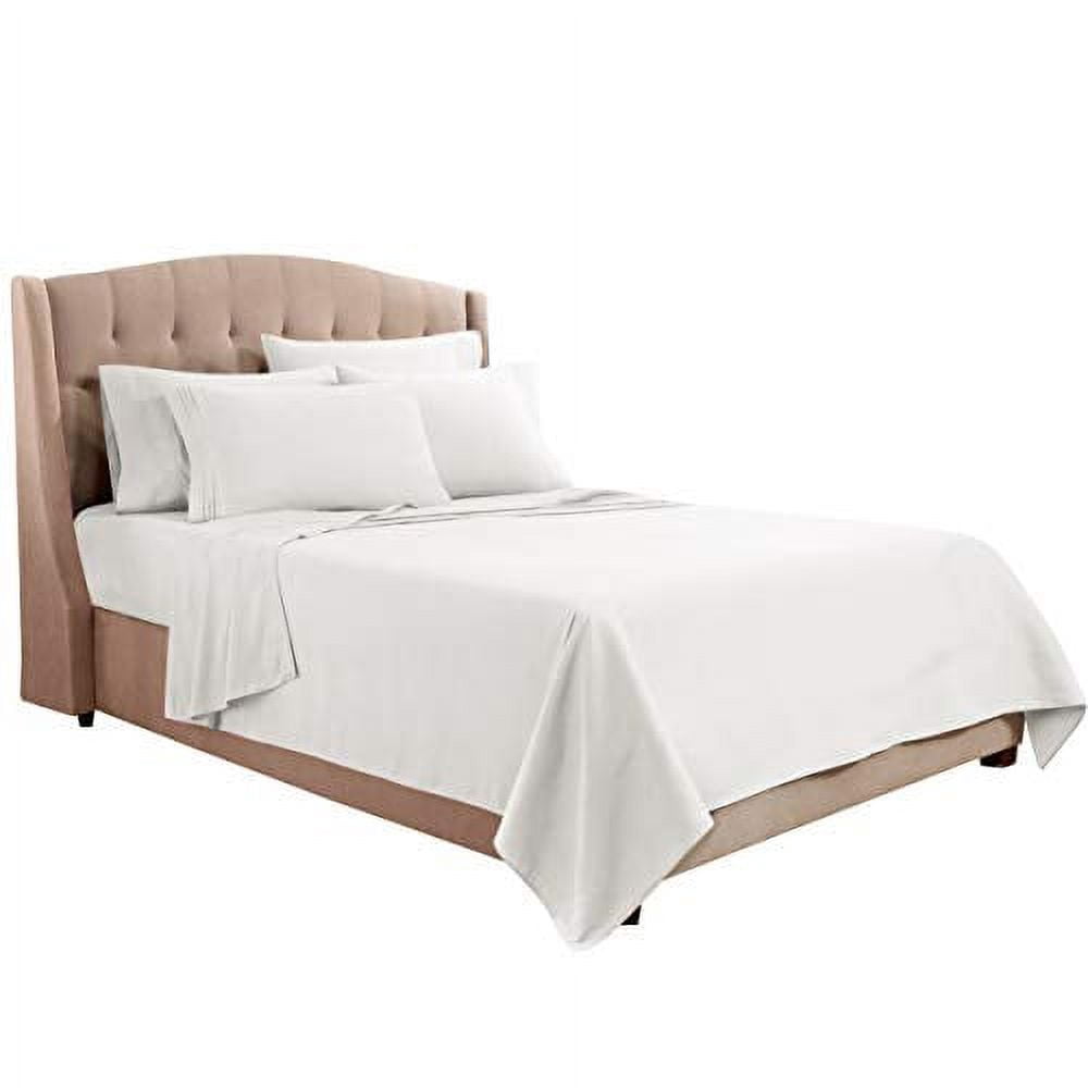 Clara Clark 6 Piece 1800 Microfiber Collection Bed Sheet Set, Deep Pockets Fitted Sheet, Flex-Top King, White