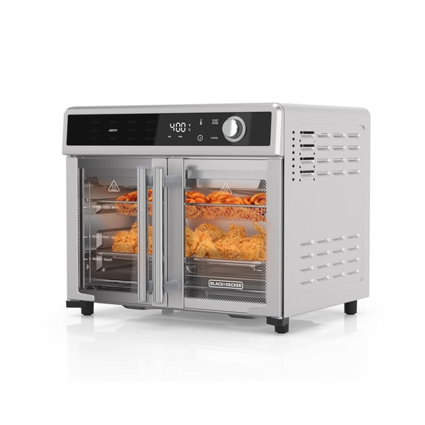 BLACK+DECKER Crisp 'N Bake Air Freyer Combo tostador, horno de convección de encimera 12 en 1 cocina comida rápidamente, se adapta a una pizza entera o 6 rebanadas tostadas, puertas francesas con