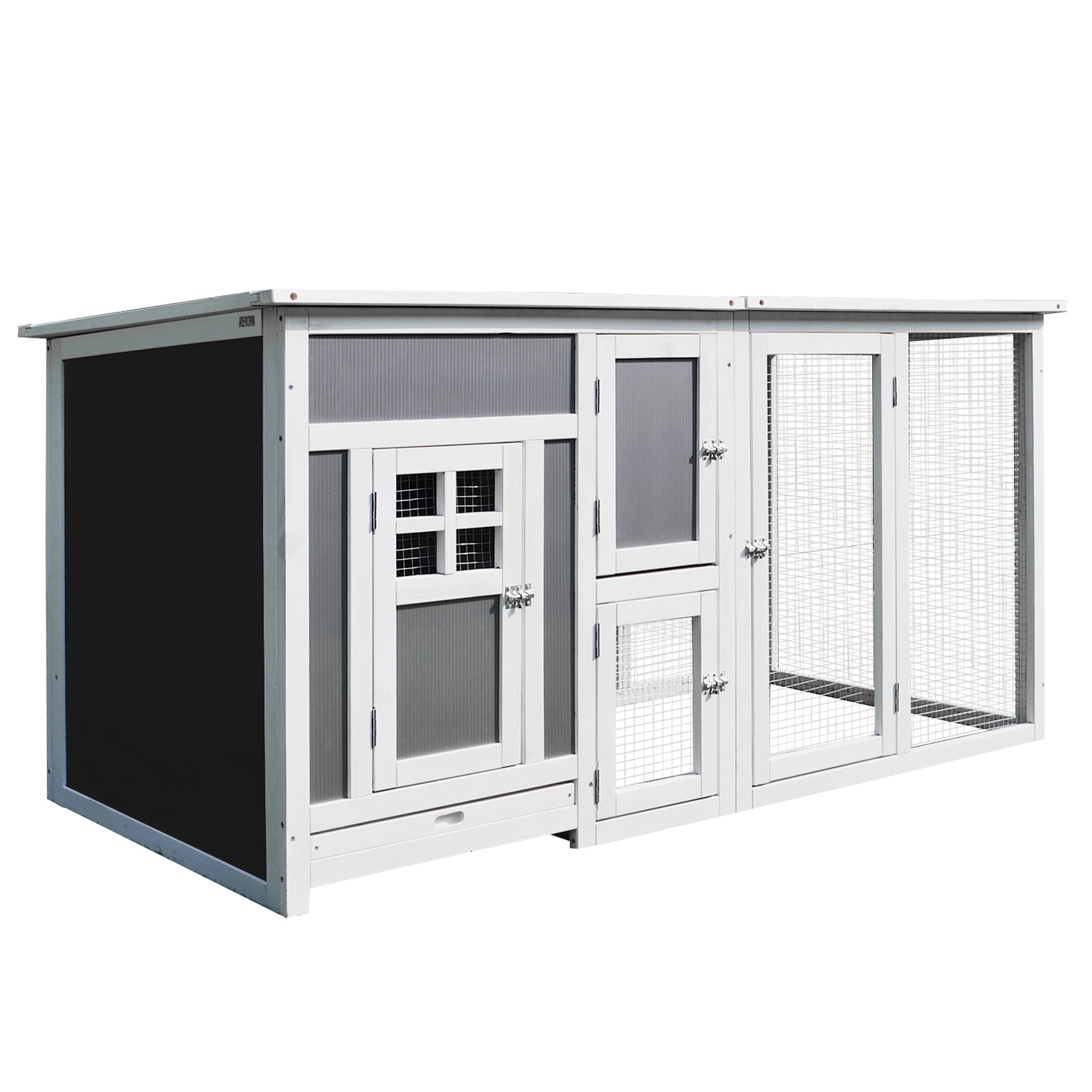 PawHut 63” Wooden Indoor Outdoor Covered Chicken Coop with Run Grey and -  Walmart.com