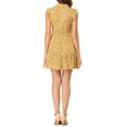 thumbnail image 3 of INSPIRE CHIC Women's Full Placket Above Knee Gathering Print Flare Sleeve Dresses M Yellow, 3 of 7