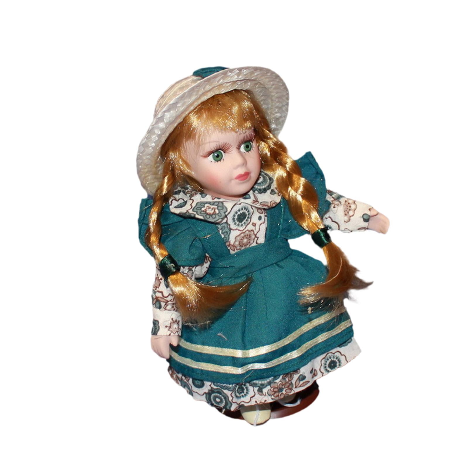 Yinanstore Ceramic Doll Beautiful Handcrafted in Outfit Collectibles Model Height 20 cm Green