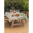thumbnail image 3 of Outdoor Tablecloth with Umbrella Hole for Patio/Picnic/Party/Camping, Botanical Waterproof Table Cloth Rectangle Table Cover Washable, Spring Leaves Flowers Deers Birds Country Biege (60"x 84"), 3 of 8