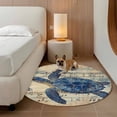 thumbnail image 3 of Blue Sea Turtle Large Round Rug 8 FT, Non Slip Living Room Area Carpet, Vintage Coastal Sheet Music Washable Soft Circle Rug Non-Shedding Floor Carpet for Bedroom Office Dining Room, 3 of 9