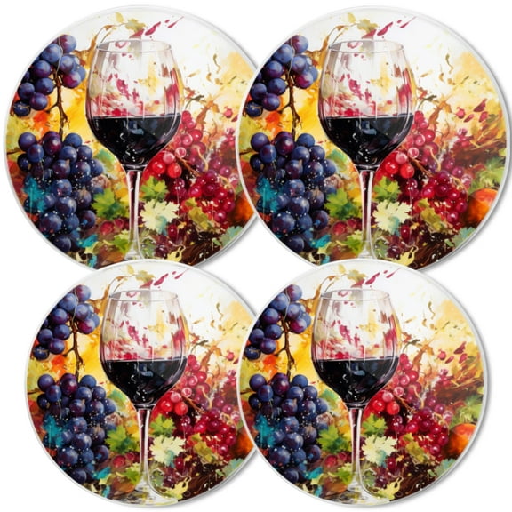 Gas Stove Burner Cover,White Electric Stove Top Protector,Easy to Clean,Vibrant Painting Of Wine And Grapes