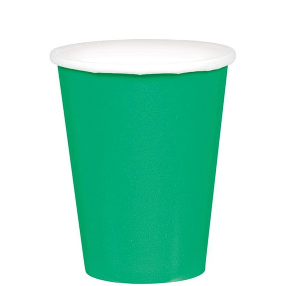 Amscan Disposable Hot and Cold Beverage Drinkware Green Paper Cups, 9 Ounce