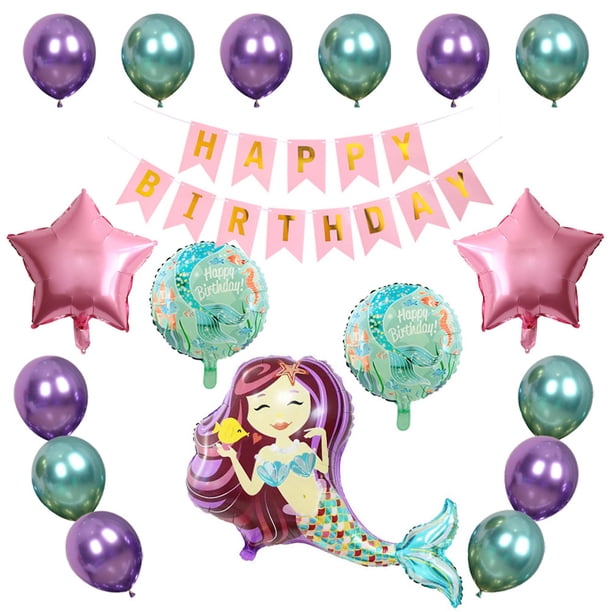 Kit de globos con forma de estrella y sirenas, 18 unidades, lámina de látex para fiesta de cumpleaño