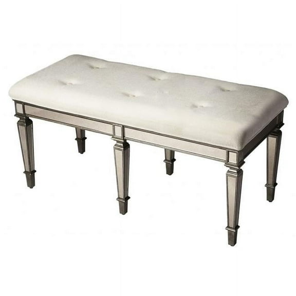 21 x 42.25 x 19 in. Silver Mirrored Bench