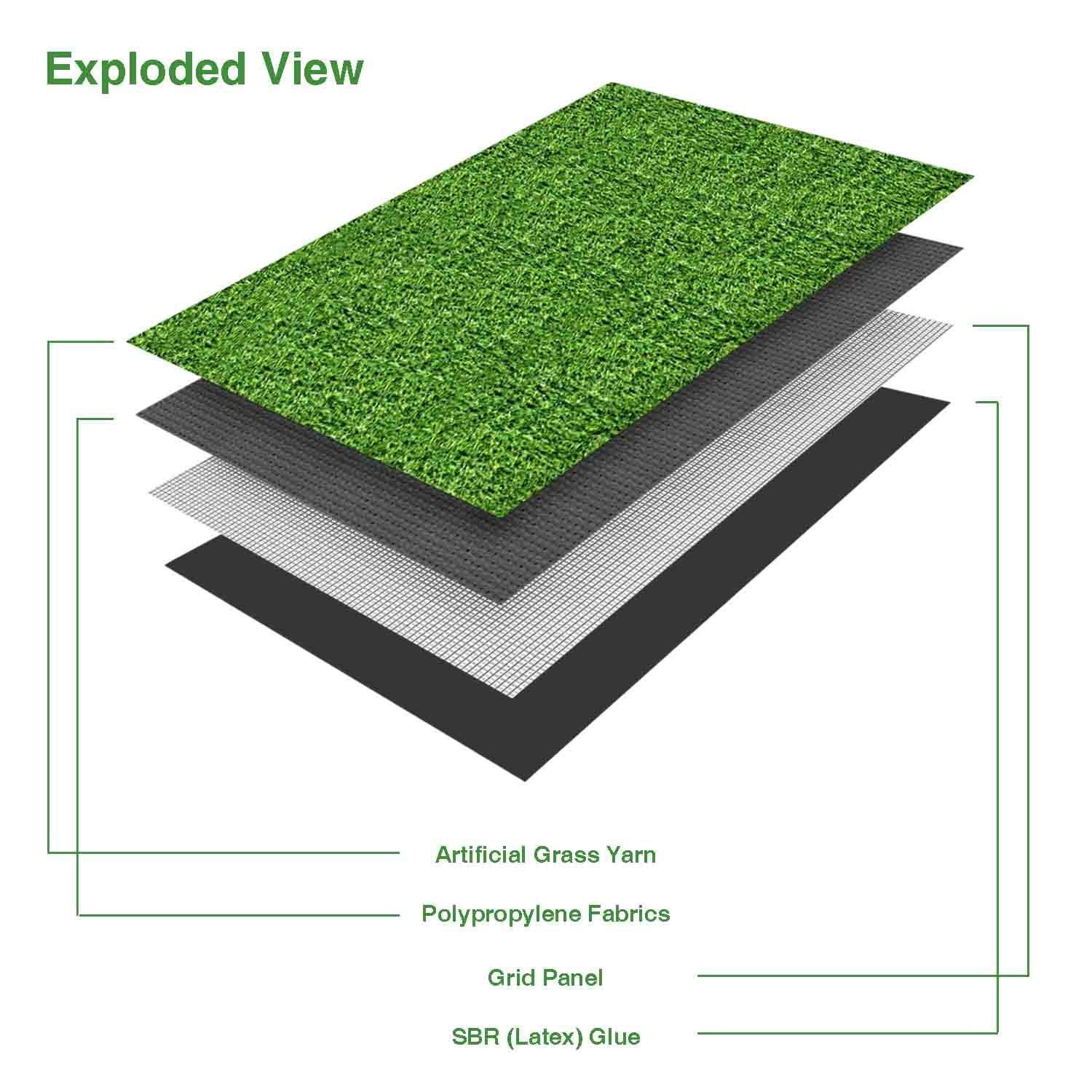 LITA 8' x 10' Artificial Grass Turf Green Thick Synthetic Fake Grass Outdoor Rug for Patio Balcony