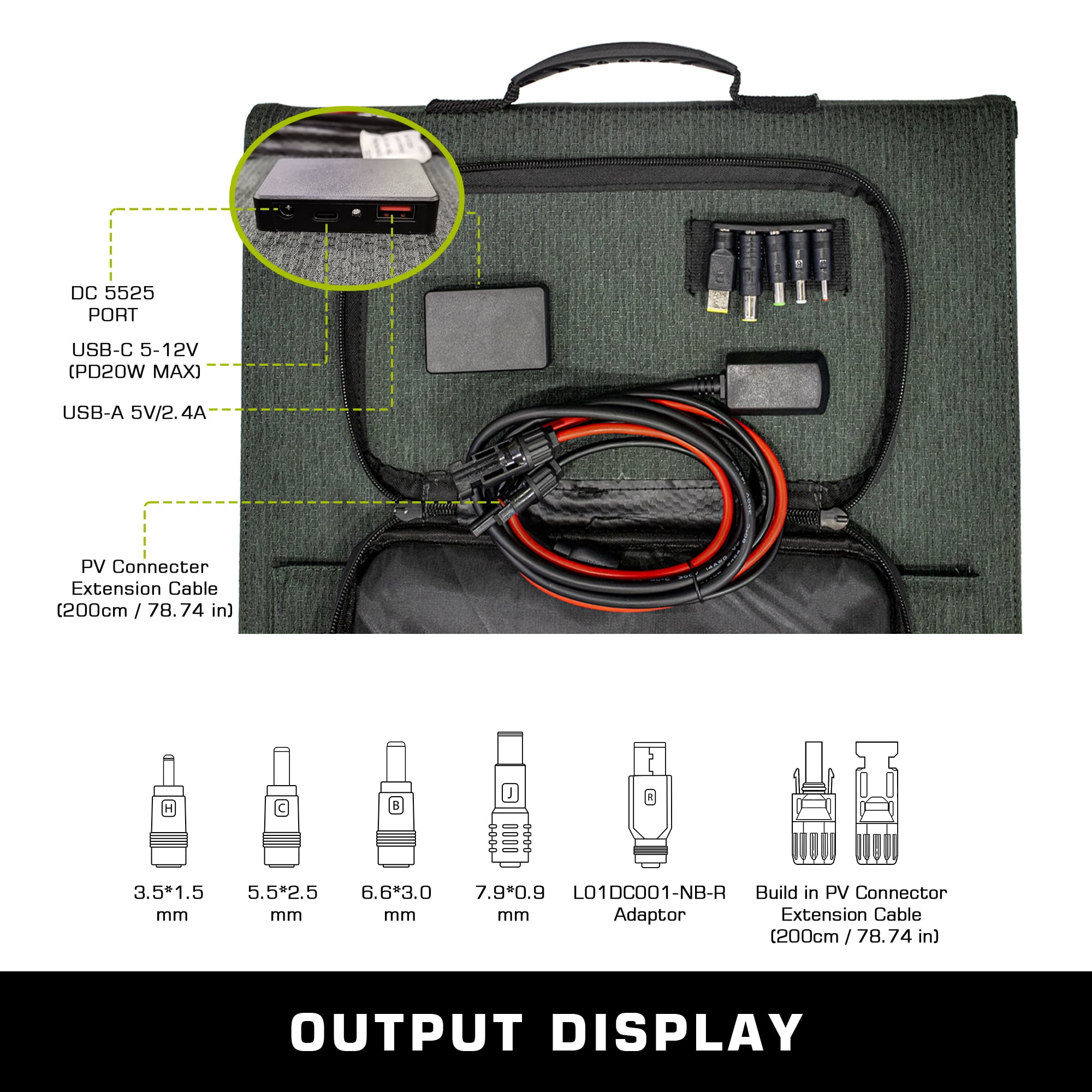 Ikuby 110W Foldable Monocrystalline Solar Panel - Waterproof, Portable, and Fast-Charging for Power Stations & USB Devices