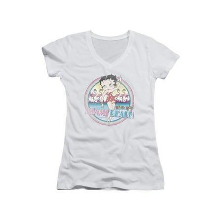 Betty Boop Cartoon Miami Beach Junior V Neck T Shirt Tee