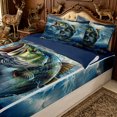thumbnail image 3 of Erosebridal Rustic Blue Green Bass Fish Zipper Twin Comforter Sets with Fitted Sheet and 2 Pillowcases for Boys Men, Ocean Wave Print Zipper Bedding Set, Navy Reversible, 4-Piece, 3 of 7