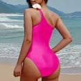 thumbnail image 4 of Womens One Piece Bathing Suit Open Back Halter/One Shoulder Slimming Beach Summer Outfit Cute Swimwear (XL, Hot Pink), 4 of 6
