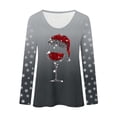 thumbnail image 4 of IWRICH Women's Christmas Red Glass Printed Tops Casual V-Neck Long Sleeve Casual T-Shirts 2025 Fall Trendy Tees Dark Gray XXL, 4 of 4