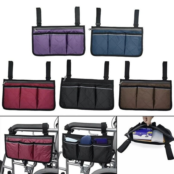 Wheelchair Side Bag,Wheelchair Pouch for Wheelchair,Wheelchair Bags to Hang on Side,Wheelchair Accessories Bag,Purple
