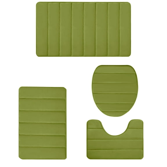Bathroom Rugs Sets 4 Piece Memory Foam Non Slip Bath Mats for Bathroom Floor and U-Shaped Contour Toilet Rug and Lid Cover, Soft Washable Bathroom Mats and Rugs Sets for Toilet Shower Sink