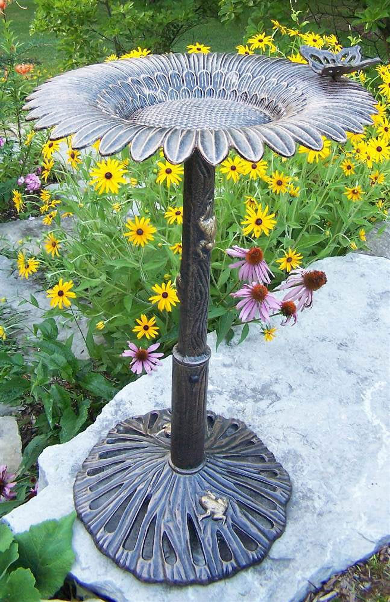 Oakland Living 5157-AB Sunflower Butterfly Bird Bath - Antique Bronze