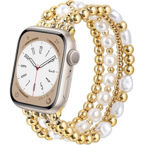 can Beaded Bracelet Compatible for Apple Watch Band 38mm 40mm 41mm 42mm 44mm 45mm 46mm Series 11 10 9 8 7 SE Women, Fashion Cute Handmade Elastic Beads Stretch Strap for iWatch Series 6/5/4/3/2/1