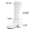 Femflame Women's Platform White MidCalf Go Go Boots Fashion Side