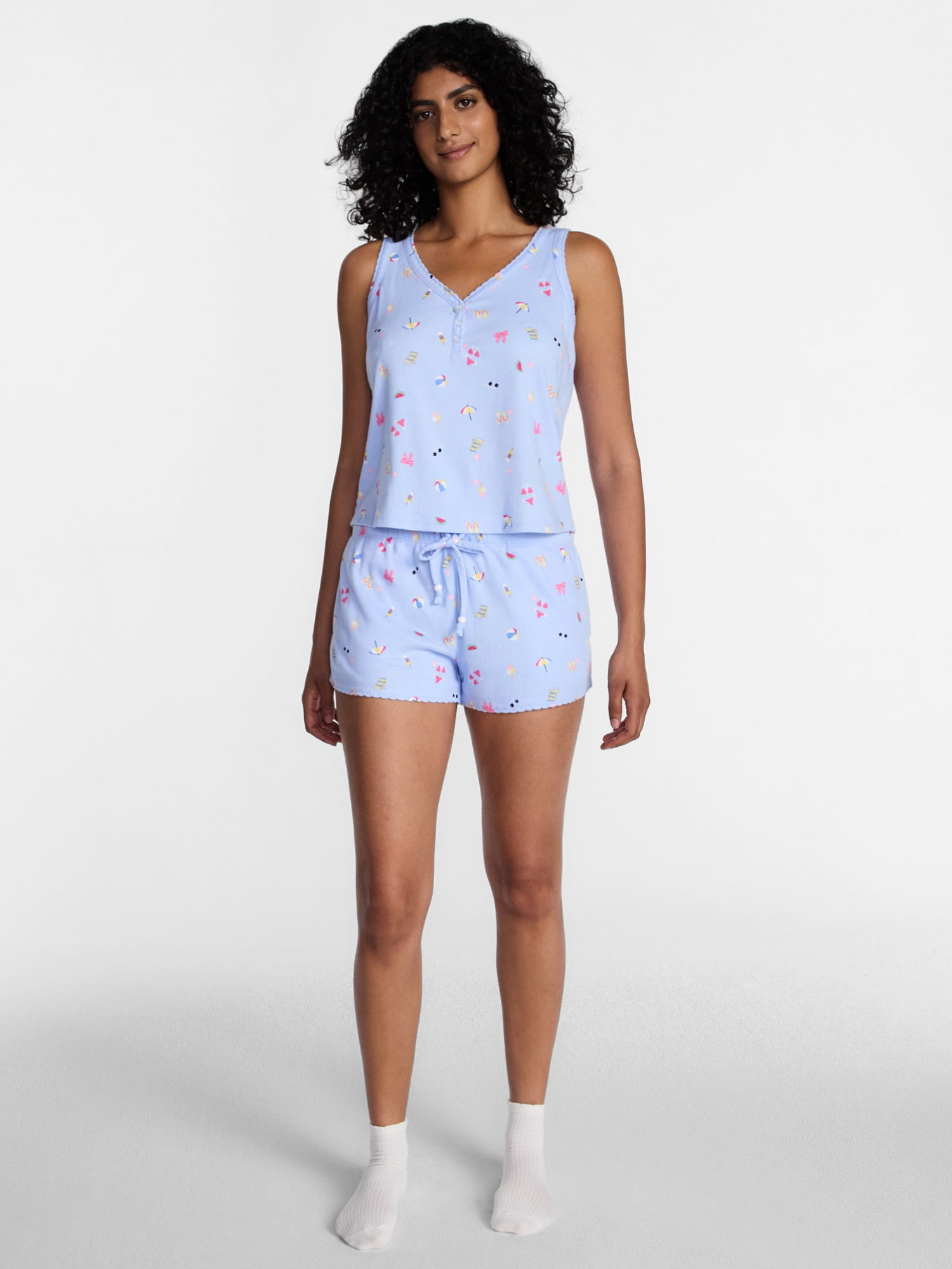 Way to Celebrate Women's Pointelle Pajama Set, 2-Piece, Sizes XS-3X