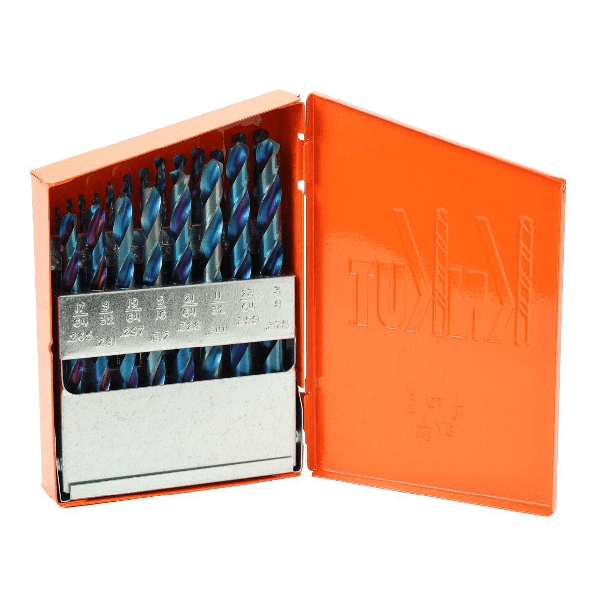 KnKut 21 Piece Steel Blue Jobber Length Drill Bit Set 1/16" - 3/8" by 64ths