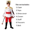thumbnail image 1 of Disfraz infantil de Príncipe Rey para Halloween, Carnaval, 7 piezas, corona, cetro, capa, traje de realeza, 1 of 6