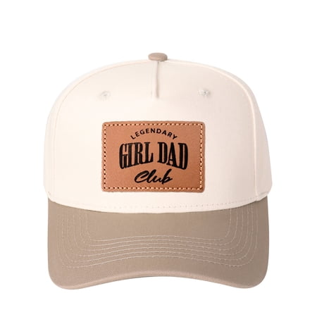 LEGENDARY GIRL DAD Club Leather Patch Embroidered Color Block Trucker Hat Unisex Adjustable Cotton Breathable Fashion Cap for Travel Daily Wear