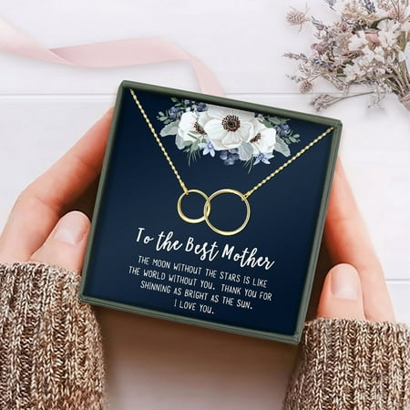 Personalized Card and Necklace for Mother s Day Custom Card and Necklace for Mom Jewelry Gift for Mom Custom Card and Jewelry For Mom Gift for Her [Gold No-Personalized Card]