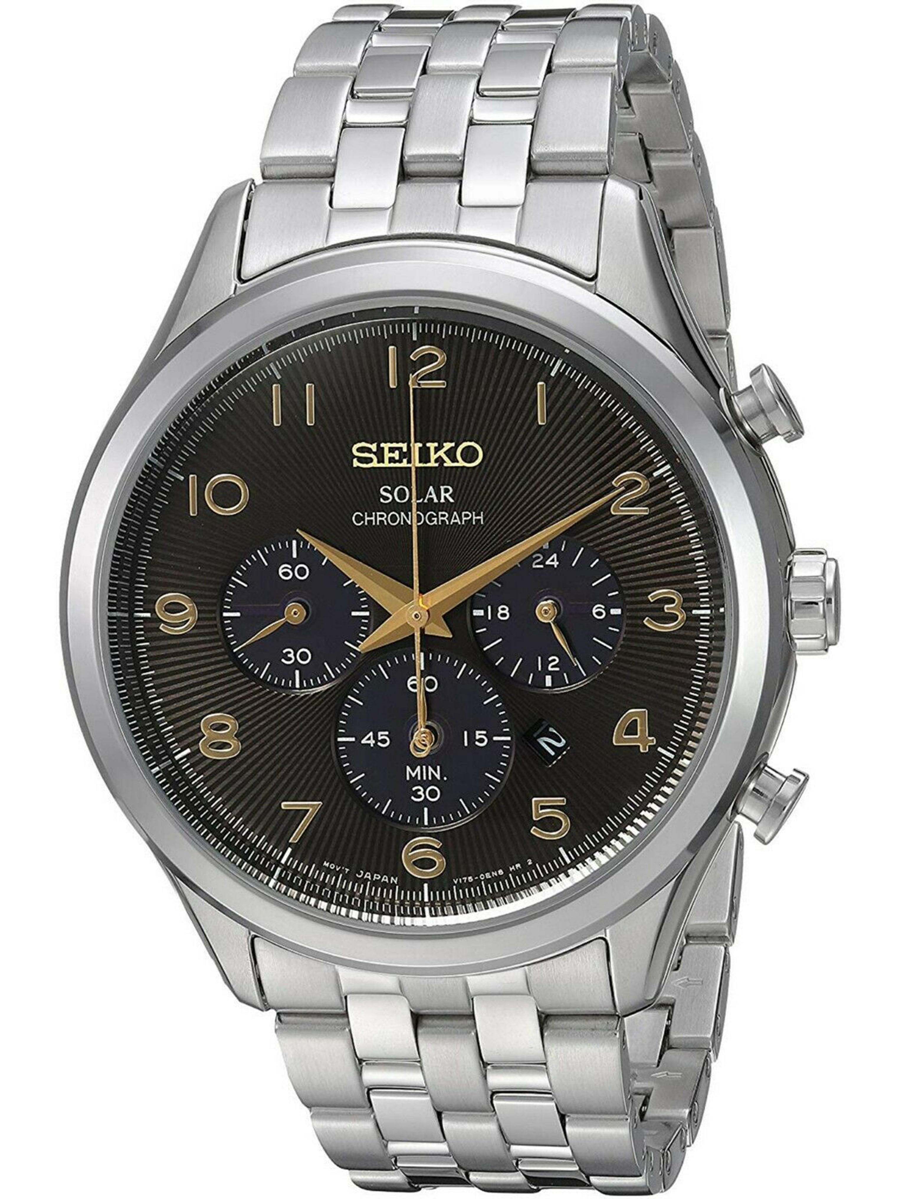 seiko chronograph 100m leather strap