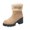 Khaki, variant on Boots for Women All-Match Warm High Heel Shoes Chunky Heel Belt Buckle Furry Toe Ankle Boots