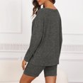 thumbnail image 7 of Lovskoo Pajamas for Women Set Ribbed Knit Lounge Set Long Sleeve Top and Shorts Sleepwear Pajama Set Two Piece Shorts Outfits Set Dark Gray M, 7 of 7