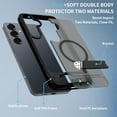 thumbnail image 5 of Dteck Magnetic Case for Samsung Galaxy S25 Plus / Galaxy S24 Plus,Shockproof TPU+PC Anti-Slip Compatible with Mag Safe Case Adjustable Kickstand Frosted Translucent Matte Phone Cover,Black, 5 of 6