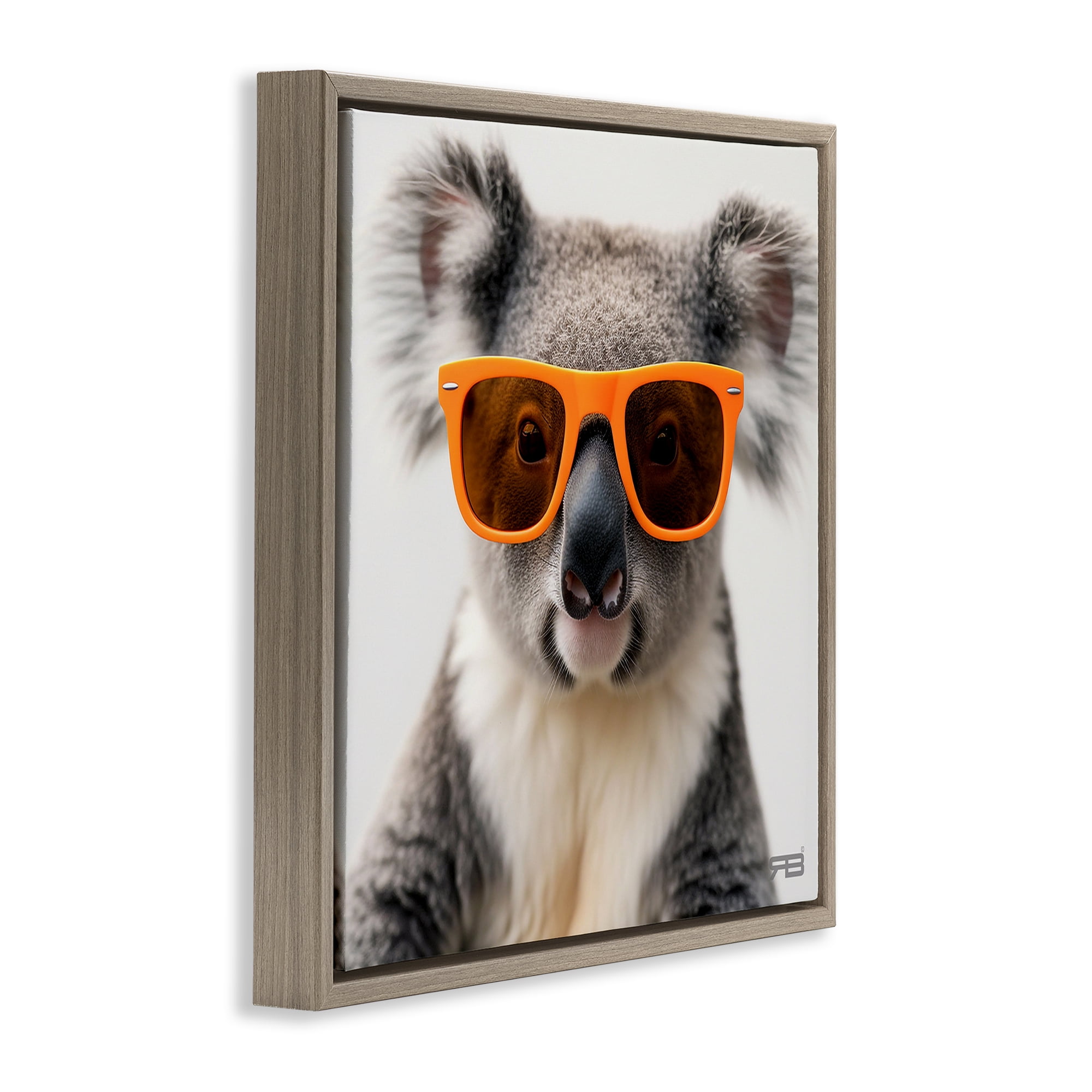 Stupell Industries Cool Koala & Glasses Animals Painting Brown Floater Framed Canvas Art Print Wall Art, 18 x 18