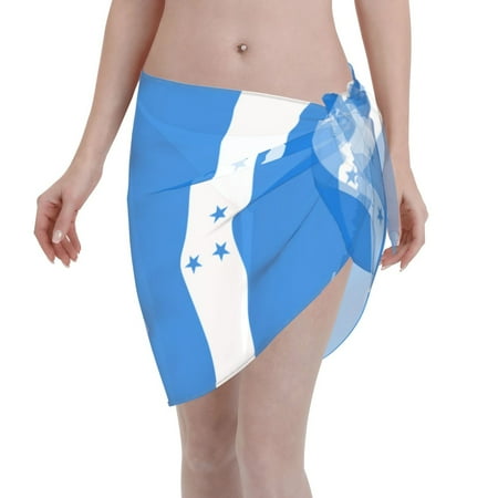 Womens Honduras Flag Coverups Beach Short Sarong Sheer Chiffon Cover Up Bikini Wraps