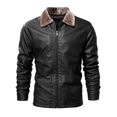 thumbnail image 2 of Herrnalise Men's Fashion Autumn And Winter Fleece Leather Jacket Casual Top Coat Black, 2 of 5