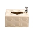 thumbnail image 3 of Caja de pañuelos de cerámica Macarena moderna servilletero rectangular blanco, 3 of 8