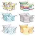 thumbnail image 3 of Bolsa de pañales para bebé con estampado de 3 piezas, de TPU, impermeable, con doble cremallera y bolsillo, 3 of 5