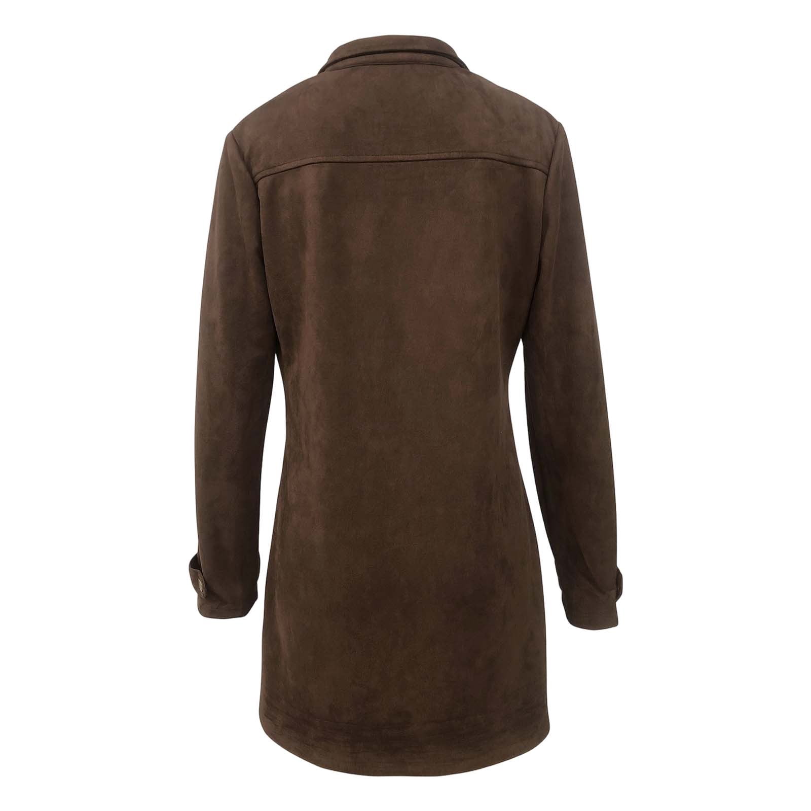 YAYUBA Womens Western Cowboy Vintage Suede Jacket Plush Collar Coats Faux Leather Winter Long Jackets Zip Up Casual Retro Tops