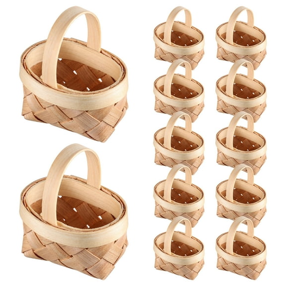 YSNOOWE 12Pcs Woven Baskets for Candies Small Woven Baskets Photo Props Light Brown 2.75X2.36X1.97in
