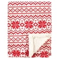 thumbnail image 1 of Manta Hudson Baby Plush de visón y sherpa, color rojo Fair Isle, 1 of 2