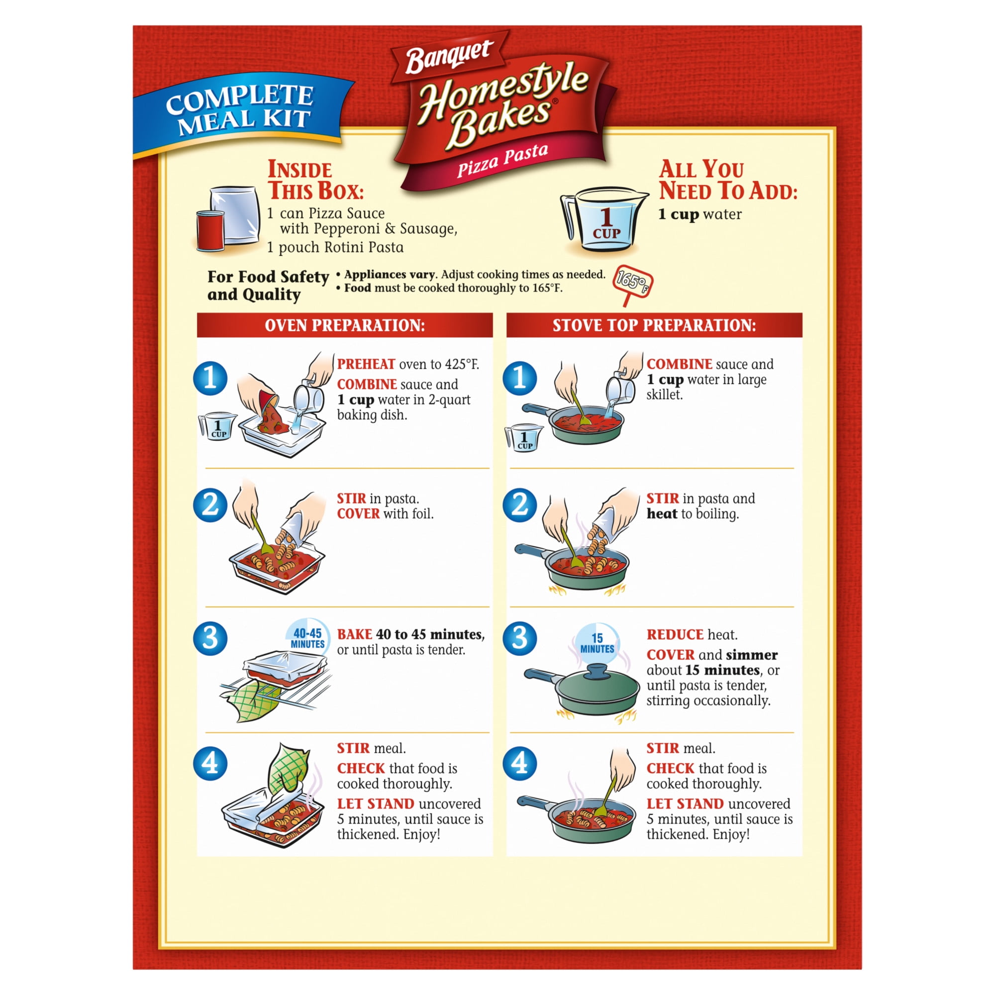 Banquet Homestyle Bakes Pizza Pasta, Meal Kit, 27.5 oz.