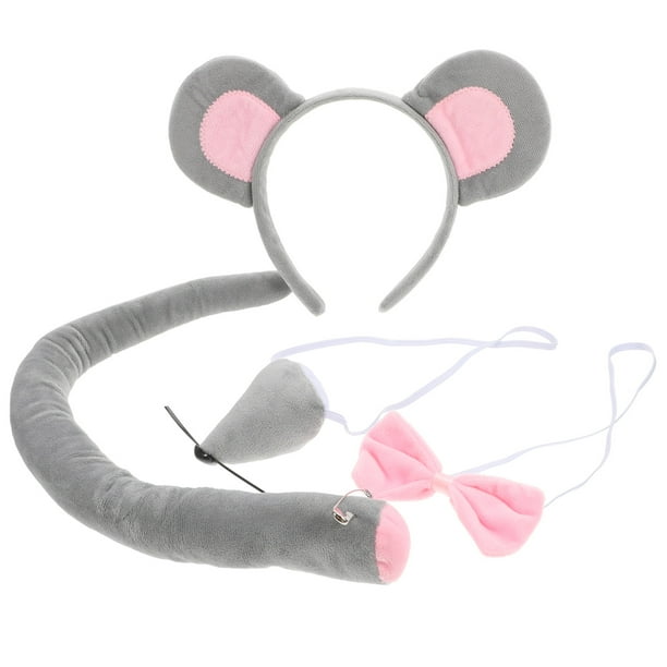 ColoMX 1 Juego de accesorios para juegos de rol de ratón, diadema para ratones, pajarita, cola, nariz, ratón, suministro para Cosplay