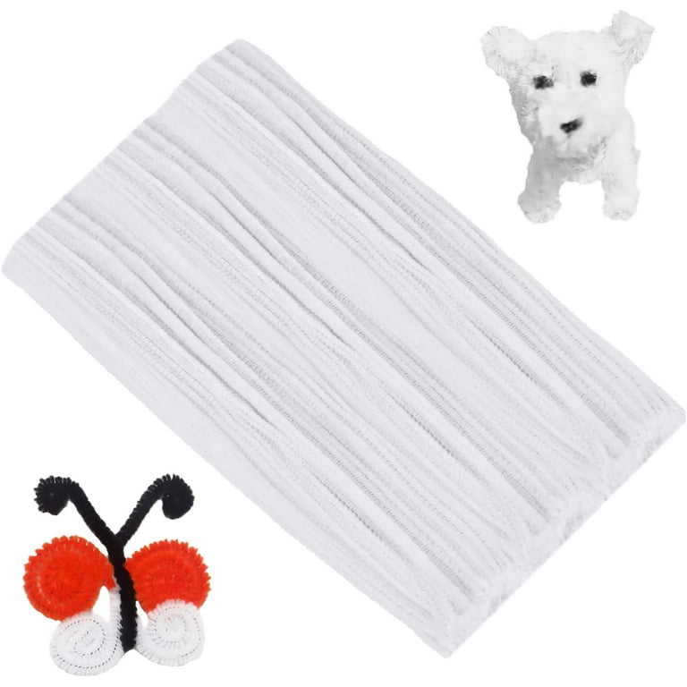 100pcs White Chenille Stems, Pipe Cleaners For Diy Crafts & Toys