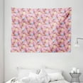 thumbnail image 1 of Ice Cream Decor Tapestry, Dessert Icy Cones in Watercolor Summer Season Image, Wall Hanging for Bedroom Living Room Dorm Decor, 80W X 60L Inches, Light Pink and Blue Sand Brown, by Ambesonne, 1 of 2