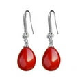 thumbnail image 2 of Eosunjian 1 Pair Women Earrings Oval-shaped Faux Pearls Jewelry Shining Rhinestones Hook Earrings for Prom Red, 2 of 13