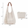 thumbnail image 6 of Montana West Slouchy Hobo Bags for Women 2PCS Tassels Handbags Shoulder Bag Set with Comestic Bag, Beige, 6 of 8